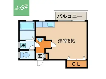 ひまわり九番館(ワンルーム/3階)の間取り写真