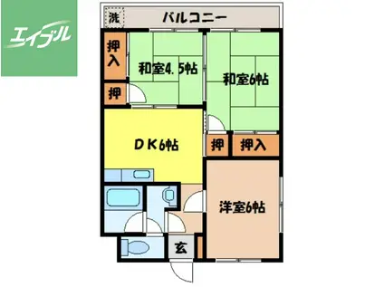 ヒルズ稲佐マンション(3DK/2階)の間取り写真
