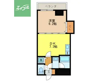 エススリーでじま(1DK/4階)の間取り写真