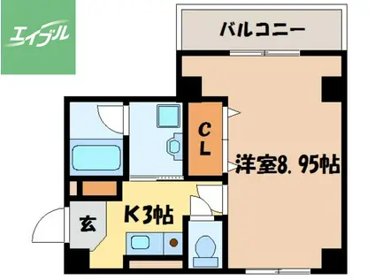 グリーンコート樺島(1K/2階)の間取り写真