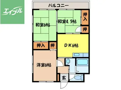 ヒルズ稲佐マンション(3DK/2階)の間取り写真