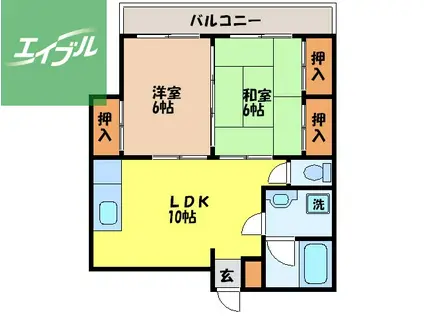 ヴィラ中川Ⅲ(2LDK/4階)の間取り写真