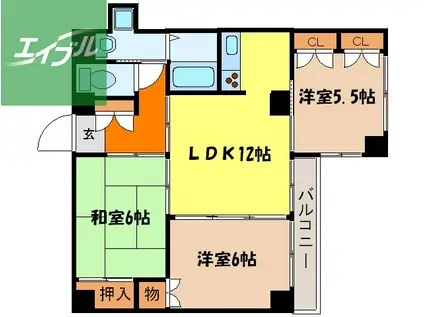 アクシス21(3LDK/4階)の間取り写真