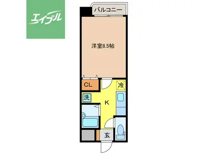 サンロイヤルⅠ(1K/3階)の間取り写真