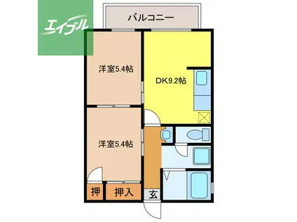 プリムローズ(2DK/2階)の間取り写真