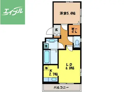 カーサデルソル(1LDK/2階)の間取り写真