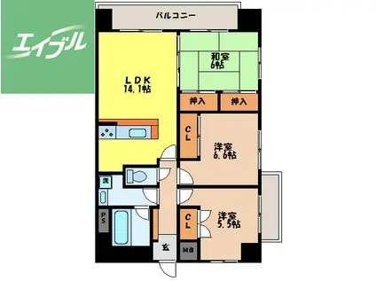 パインパレス(3LDK/7階)の間取り写真