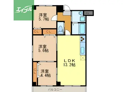 フューチャー川口町(3LDK/7階)の間取り写真