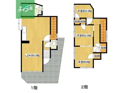 長崎電軌本線 原爆資料館駅 徒歩12分 2階建 築47年(3LDK)の間取り写真