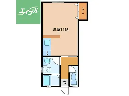 アステール春木(ワンルーム/2階)の間取り写真