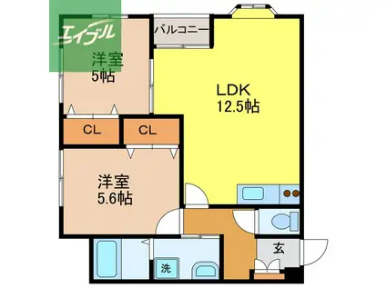 OMBRAGE(2LDK/2階)の間取り写真