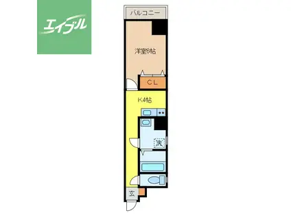 フォレスト大黒(1K/6階)の間取り写真