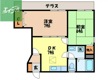 クレストール坂本(2DK/1階)の間取り写真