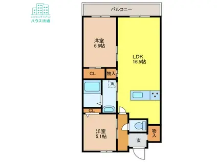エスポワール長野(2LDK/10階)の間取り写真