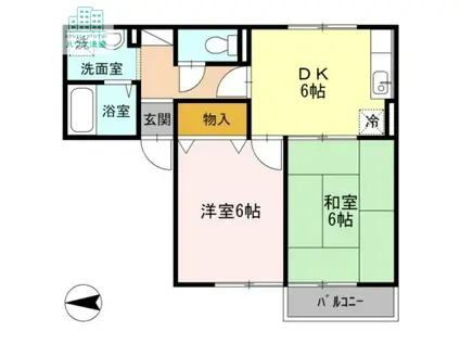 フォレスト久山B(2DK/1階)の間取り写真