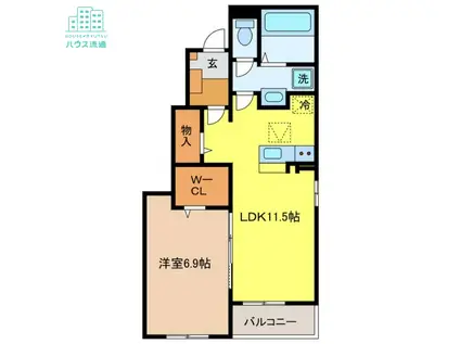 ヴィトーリア(1LDK/1階)の間取り写真