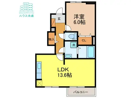 サンリット・メゾン・山崎Ⅰ(1LDK/1階)の間取り写真