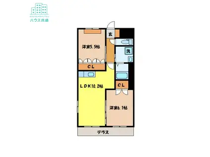 ヴァンベールKOUKI(2LDK/1階)の間取り写真