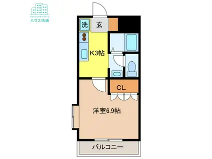 パルティール(1K/1階)の間取り写真