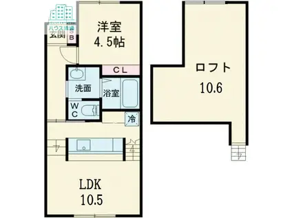 ヴェルデ(1LDK/2階)の間取り写真