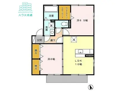 アフロディーテS(2LDK/1階)の間取り写真