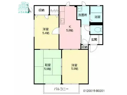 サンライトメゾンB(3K/2階)の間取り写真