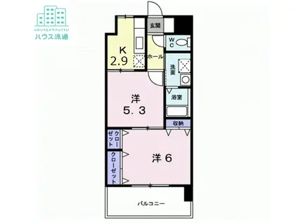 ステートリーマンション鷲崎(2K/2階)の間取り写真