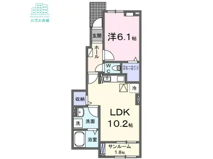 プラシードヒル Ⅹ(1LDK/1階)の間取り写真