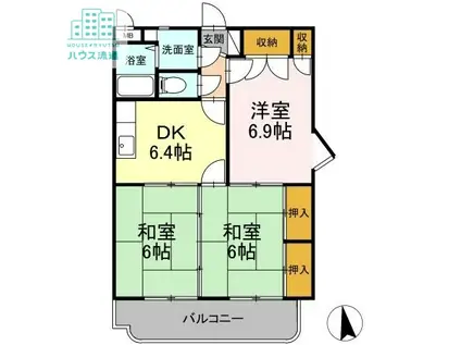 レジデンス東望(3DK/4階)の間取り写真