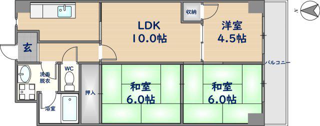 セラヴィー島之内(3LDK/1階)の間取り写真