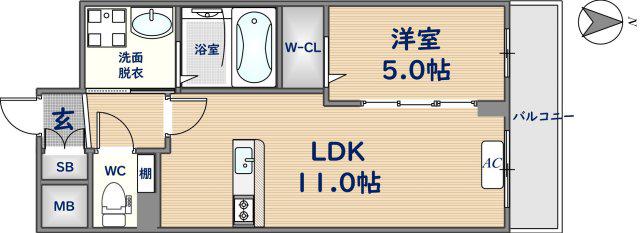 VITA荒本(1LDK/10階)の間取り写真