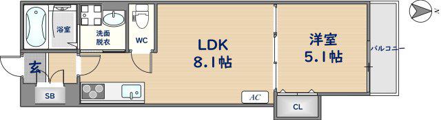 クリエオーレ東山町(1LDK/1階)の間取り写真