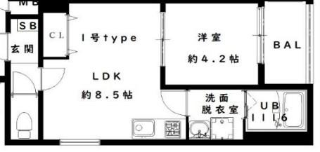 BADGE NAGATA Ⅰ(1LDK/2階)の間取り写真