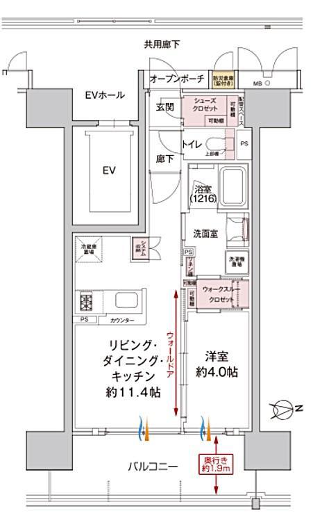 イニシアブランなんば(1LDK/6階)の間取り写真