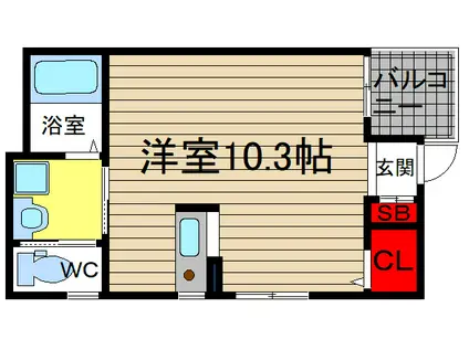 ラフィーネ勝山(ワンルーム/3階)の間取り写真