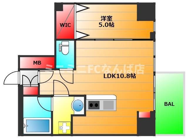 ブエナビスタ阿波座タワー(1LDK/2階)の間取り写真