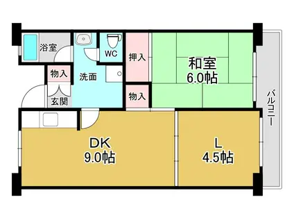 佐野湊団地 1号棟(1LDK/9階)の間取り写真