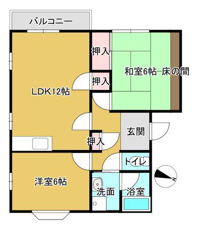 南海電鉄南海本線 尾崎駅 徒歩8分 2階建 築40年(2LDK/1階)の間取り写真