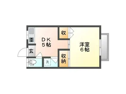赤穂線 高島駅(岡山) 徒歩19分 2階建 築39年(1K/1階)の間取り写真