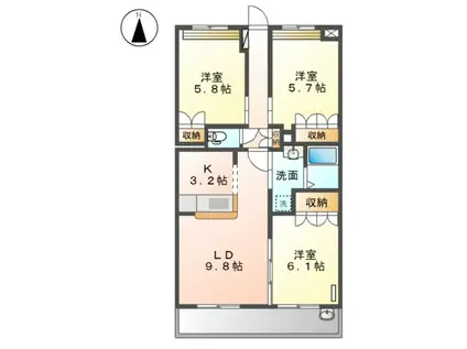 サンエタニティガルデン(3LDK/2階)の間取り写真