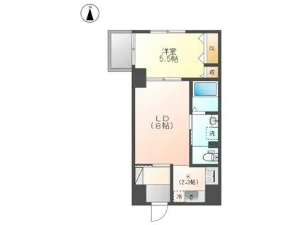 せかんどゆーす西口(1LDK/4階)の間取り写真