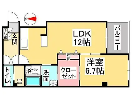 ジェムシティ表町ビル(1LDK/4階)の間取り写真