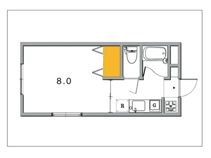 リヴラン弓之町(1K/2階)の間取り写真