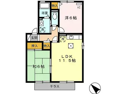 ピースインTOMOE(2LDK/1階)の間取り写真