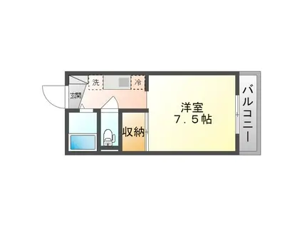 ウェーブレジデンス今村公園(1K/4階)の間取り写真