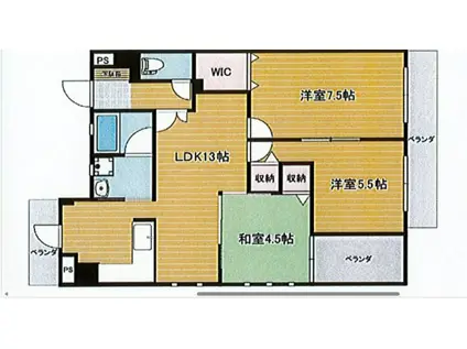 ラクール庭瀬(3LDK/3階)の間取り写真