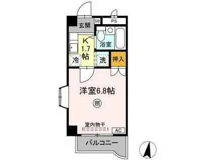 カナンハイツ大元(1K/4階)の間取り写真