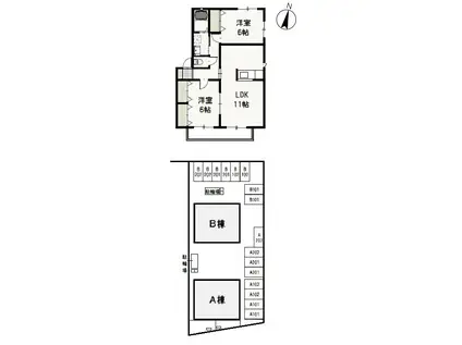 ペアフィールドA(2LDK/2階)の間取り写真