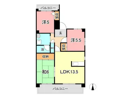 清幸マンション野田(3LDK/7階)の間取り写真