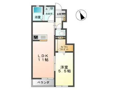 リバーサイド藤田 C棟(1LDK/1階)の間取り写真